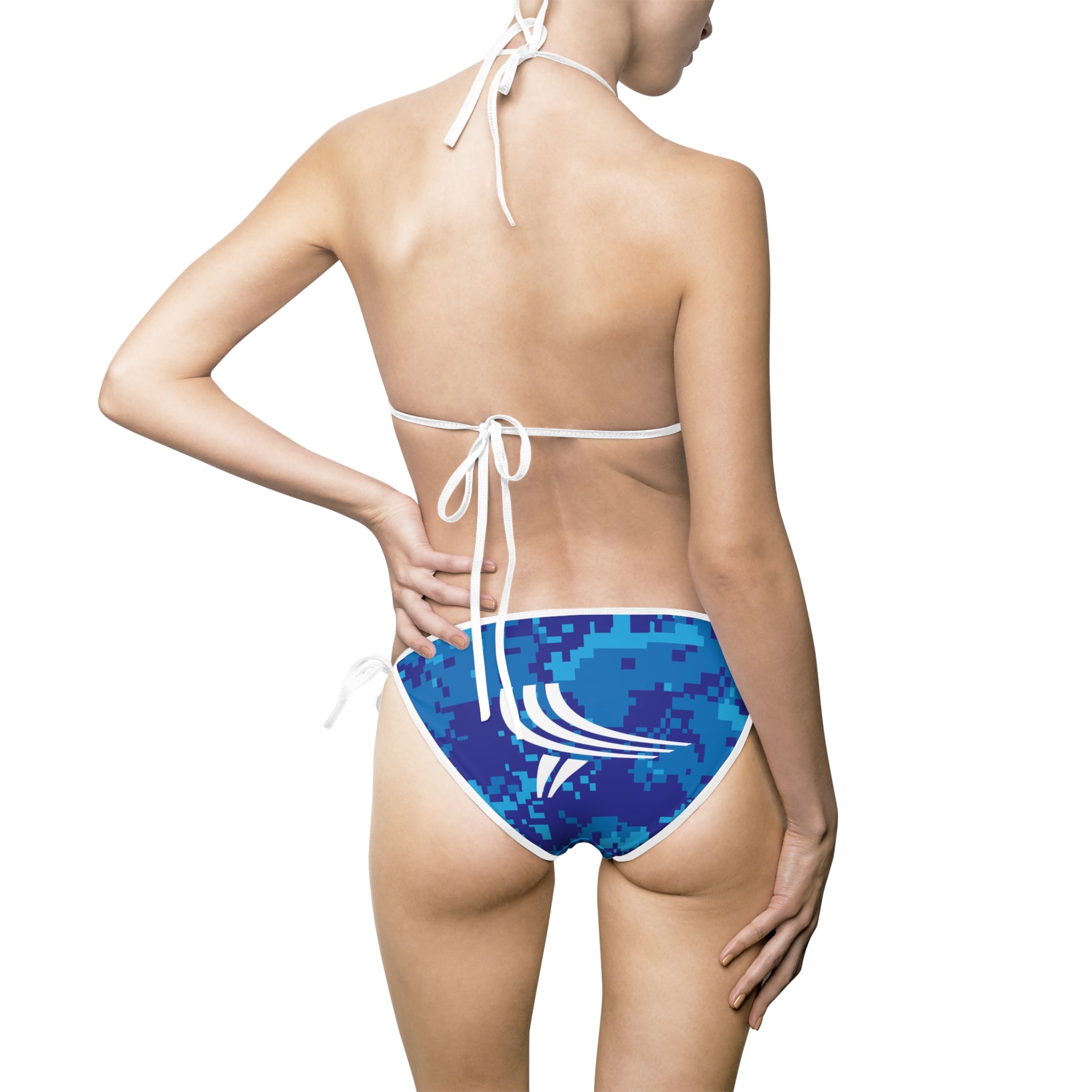 Blue Digital Camo Logo Bathing Suit (hover)