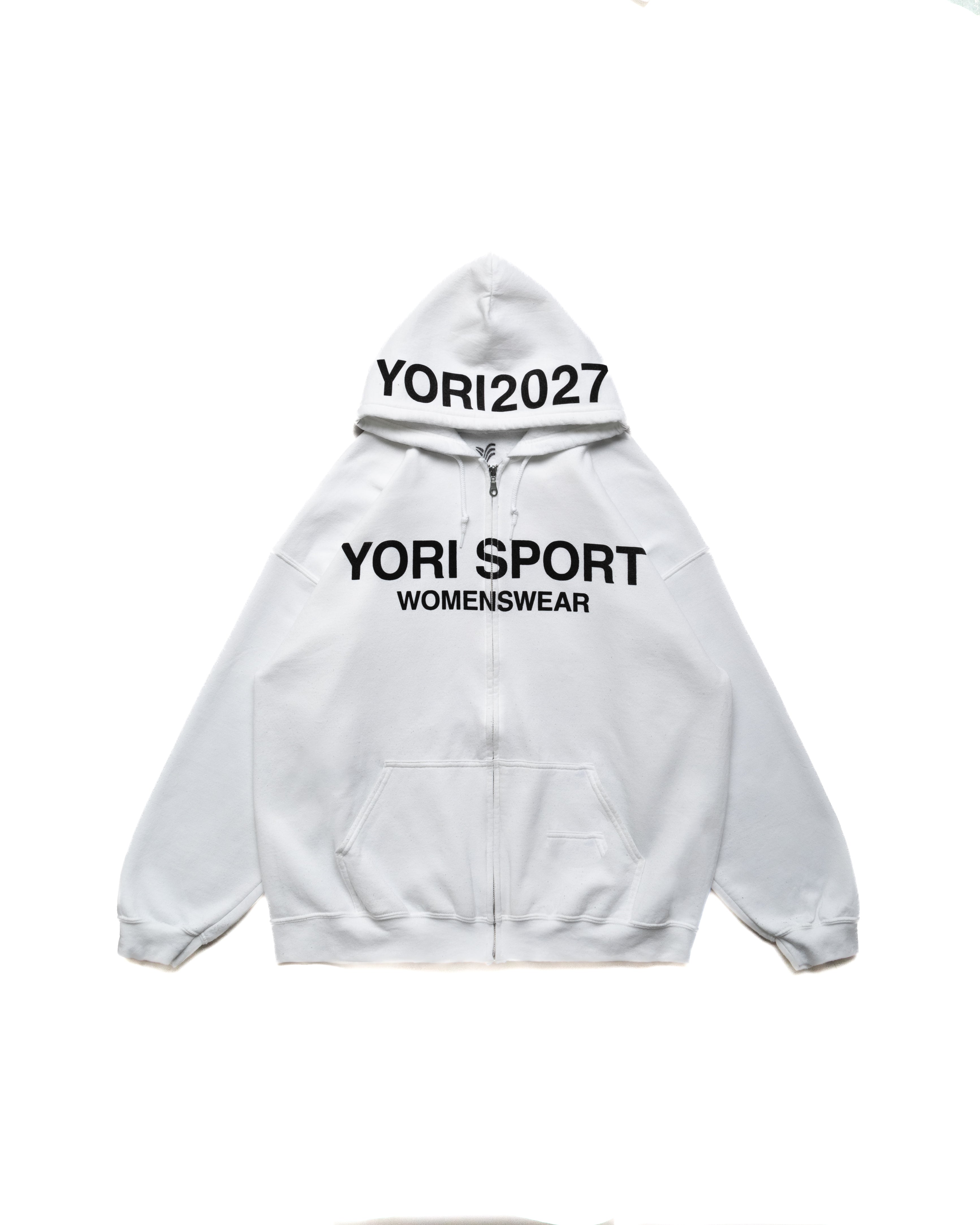 Yori Sport Womenswear Text Zip-Up Hoodie (White/Black)