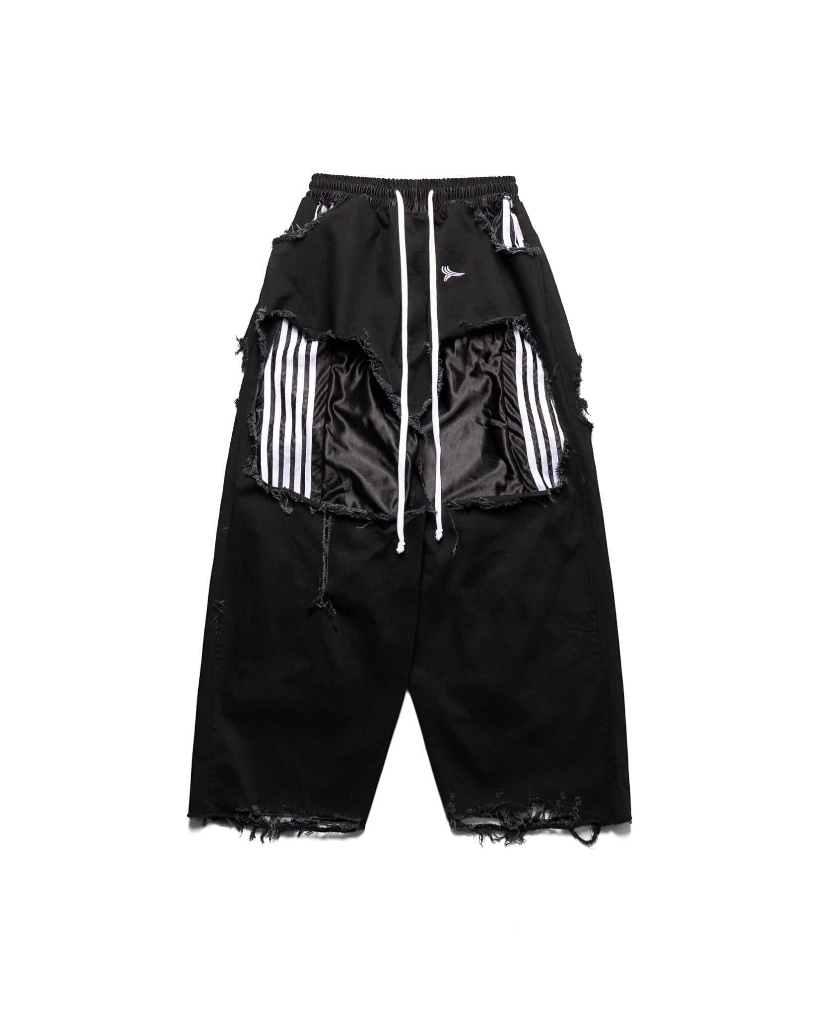 Tattered Double-Layer Basketball Denim (Black/White) (hover)