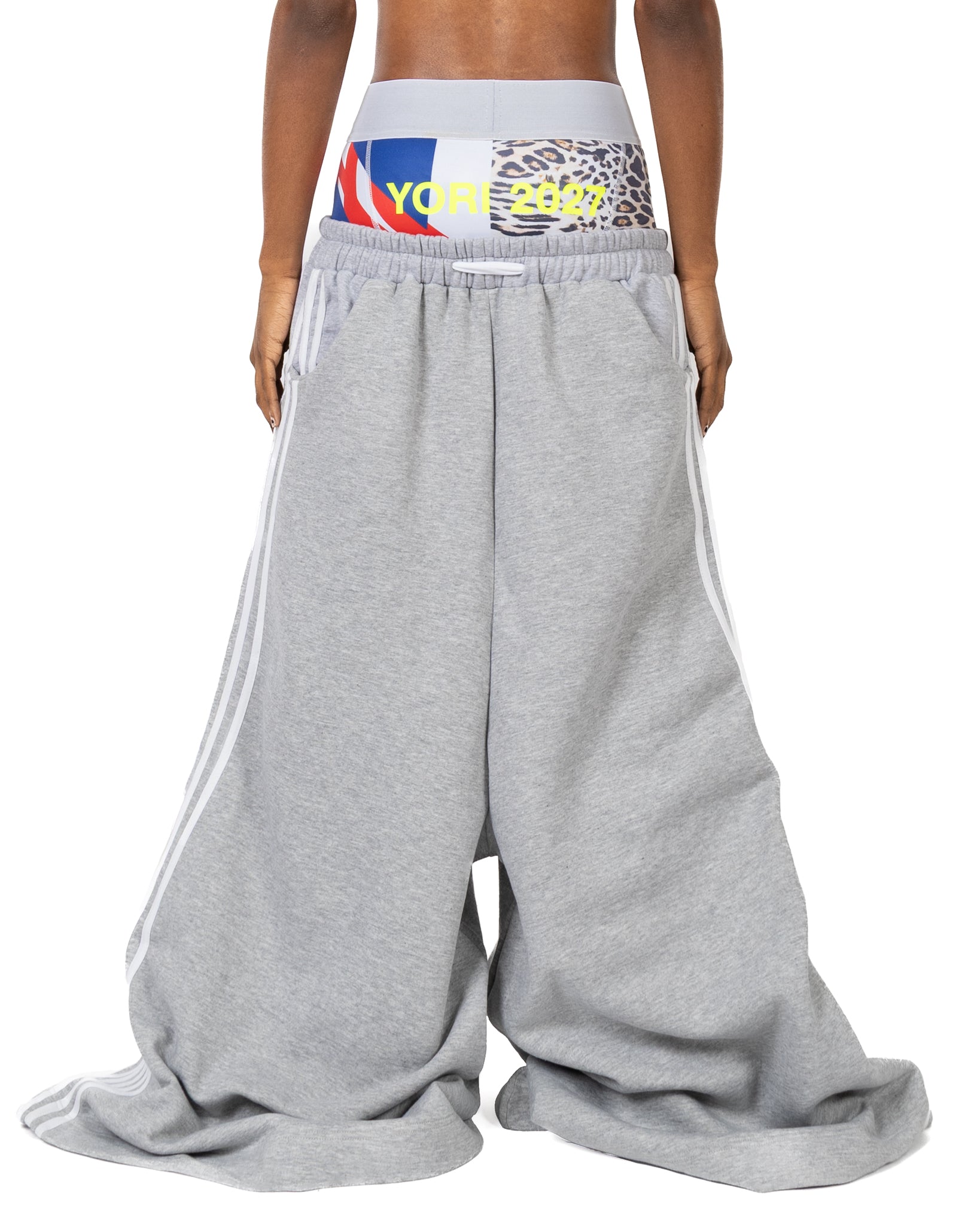 5stripe wide grey sweatpants (hover)