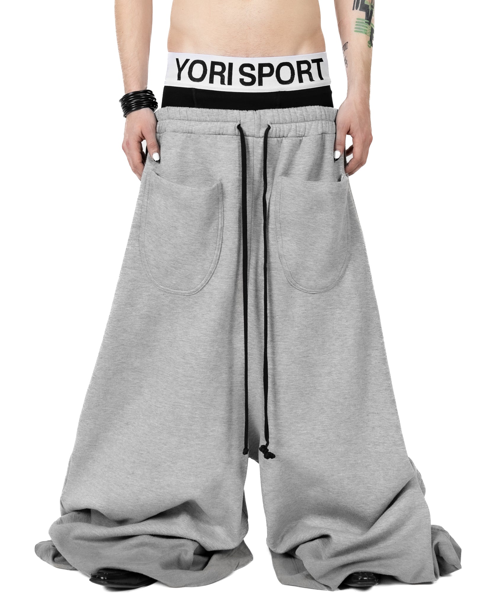 Wide Grey Sweatpants (Grey Melange)