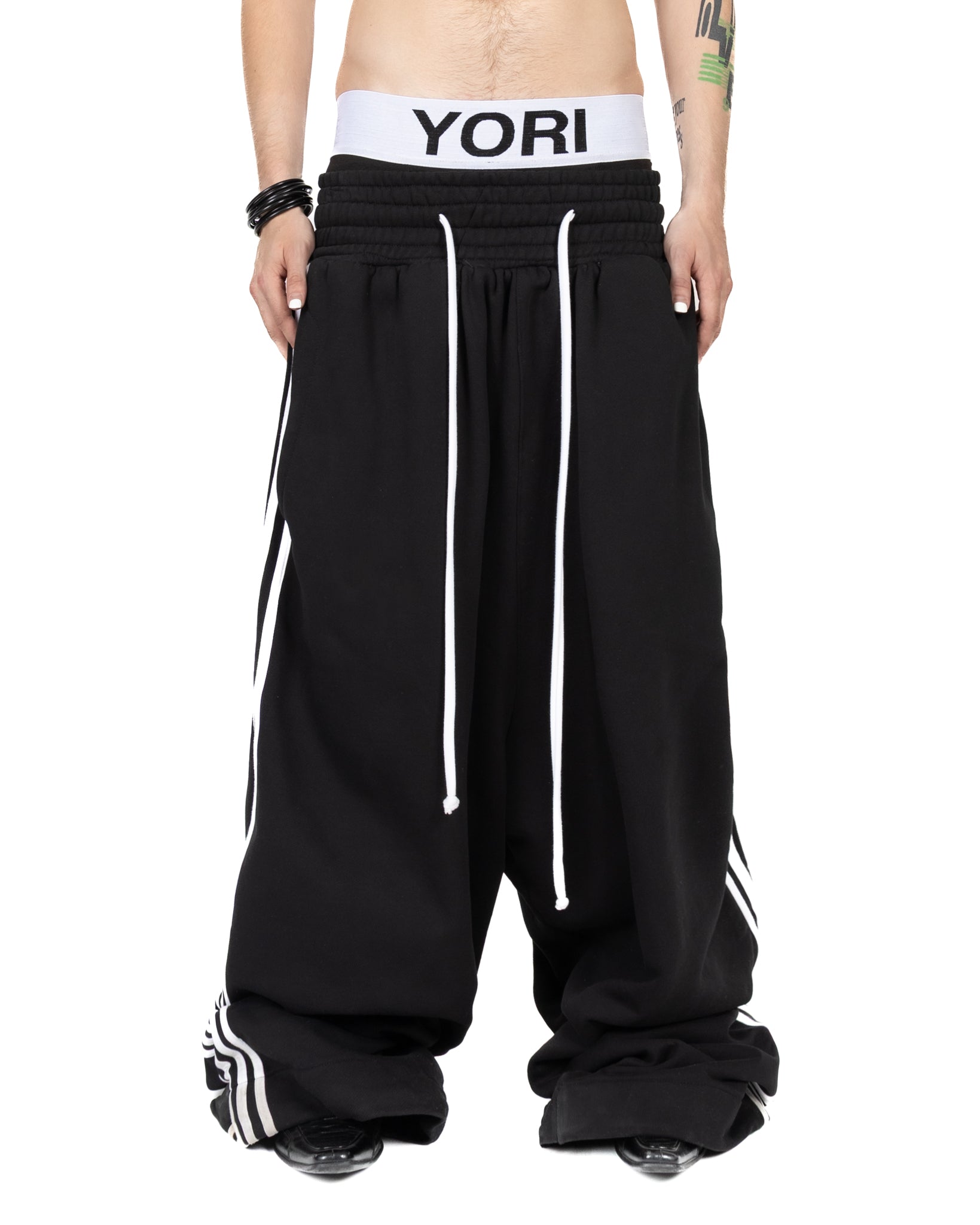 5-Stripe Heavyweight Sweatpants (Black/White)