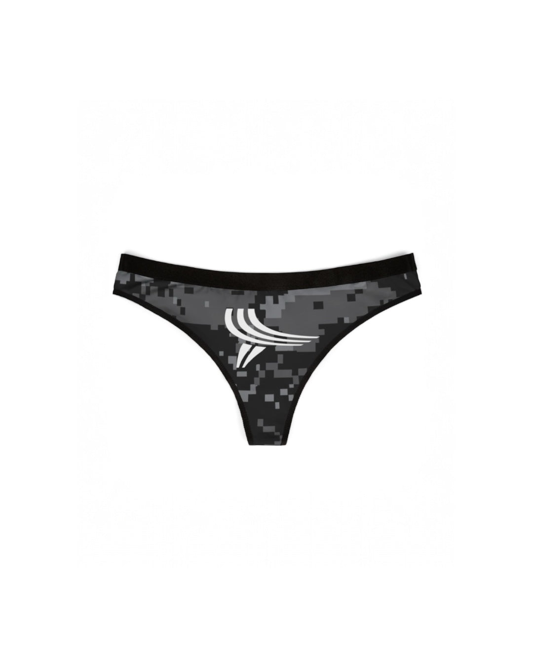 Black Digital Camo Logo Thong
