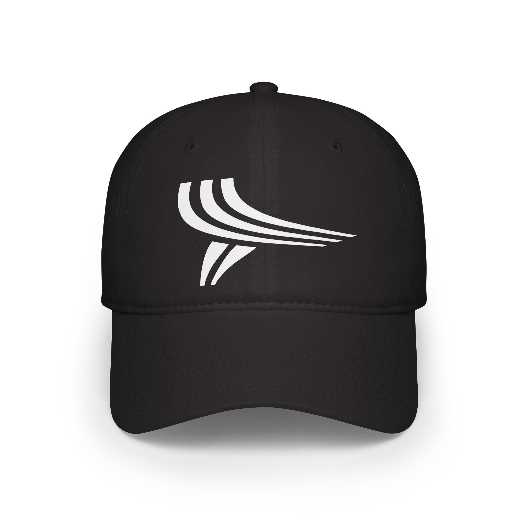 Minimal Wave Logo Baseball Cap — Low Profile Black Hat