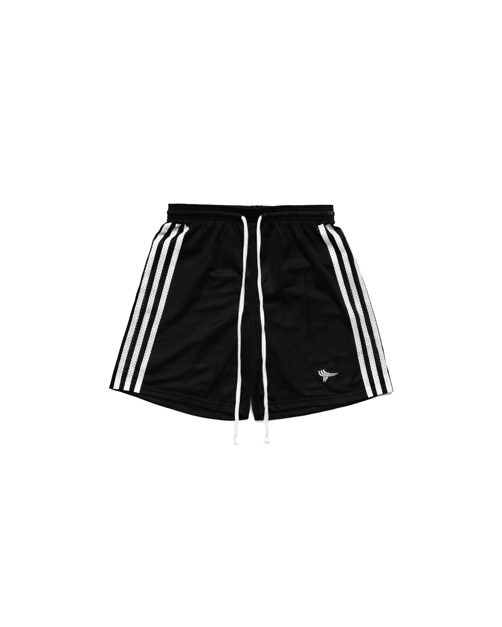 Yori Sport Print 5-Stripe Mesh Shorts (Black)