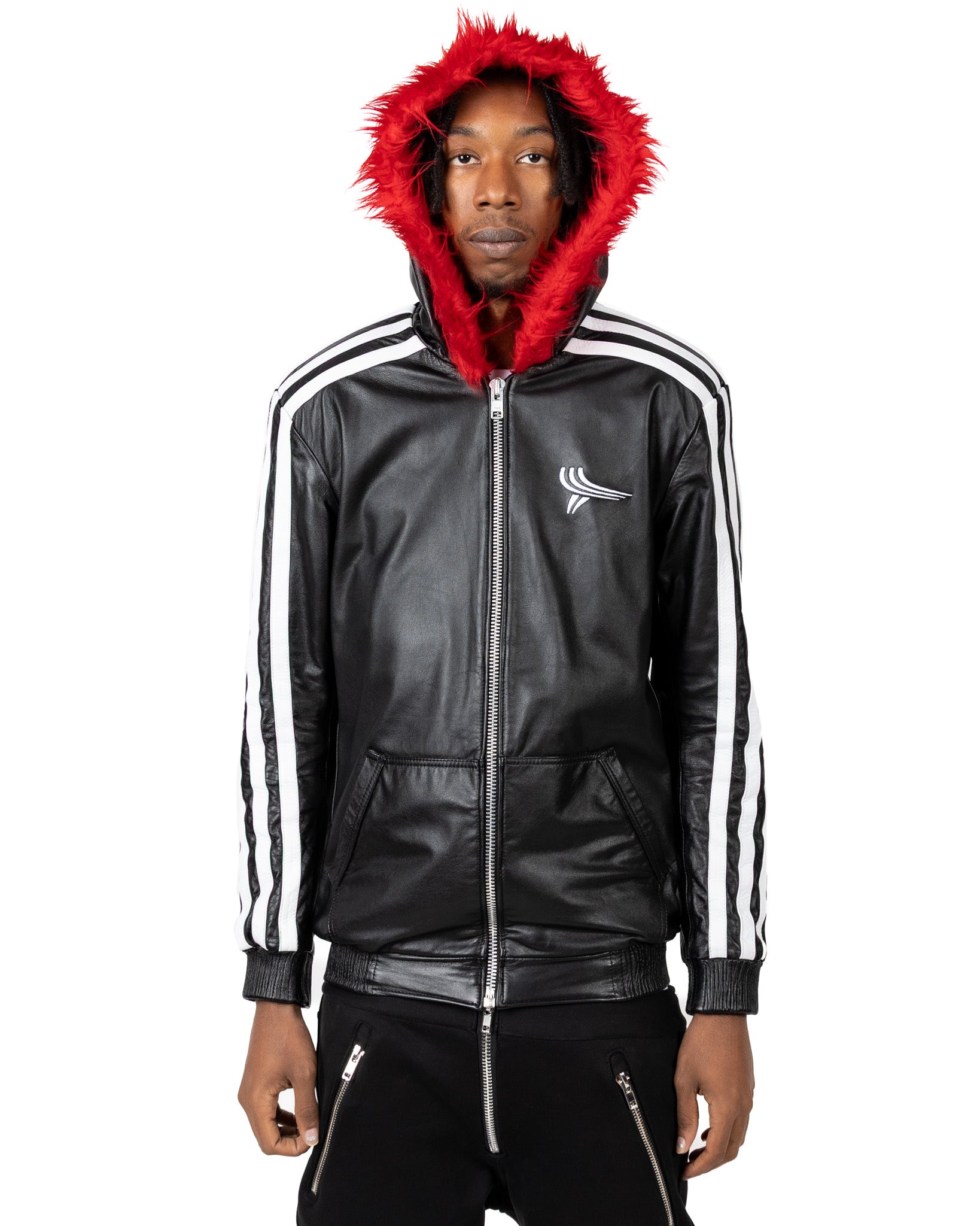 Yori Mainline Black Leather Hoodie