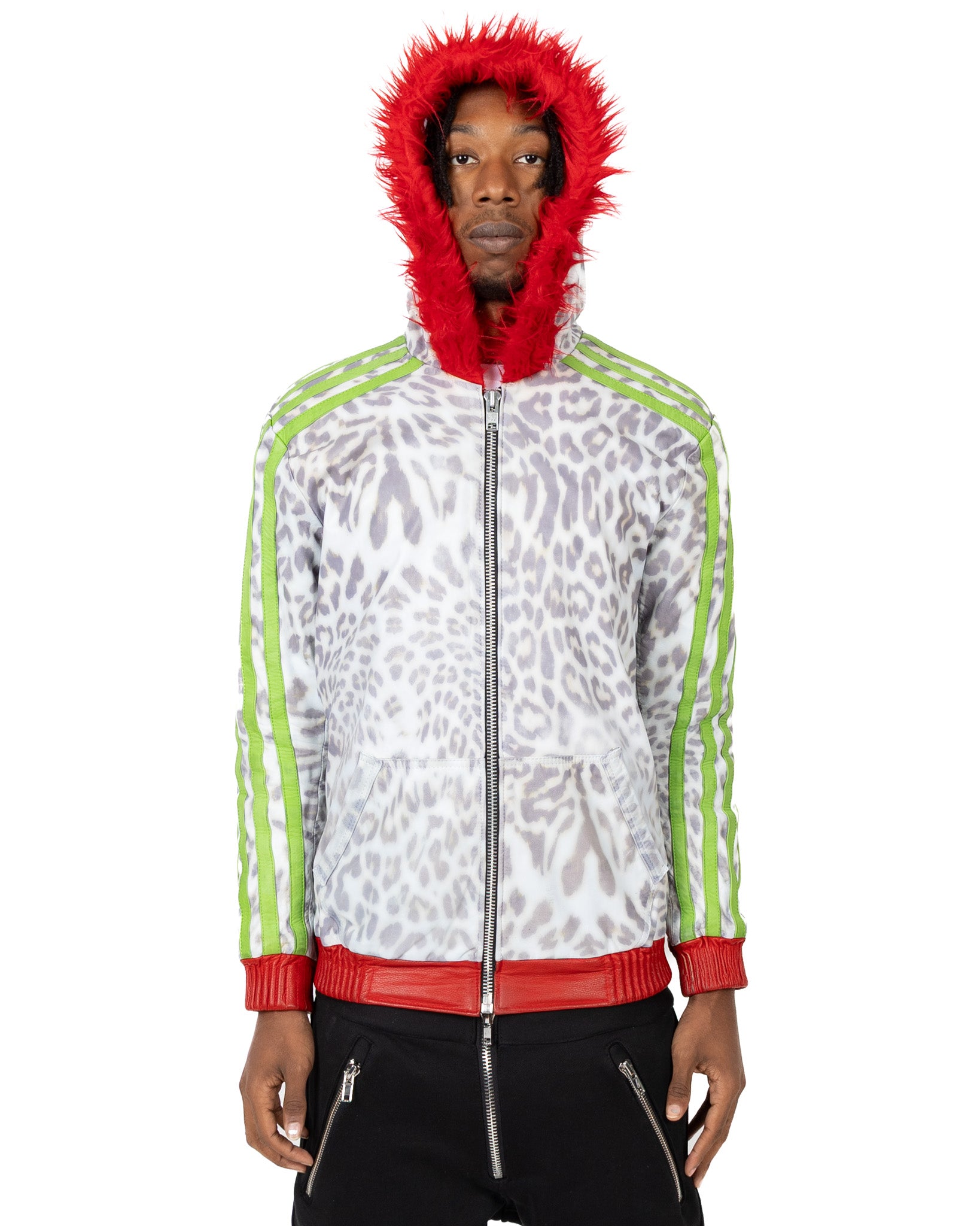 Yori Mainline Cheetah Leather Hoodie (hover)