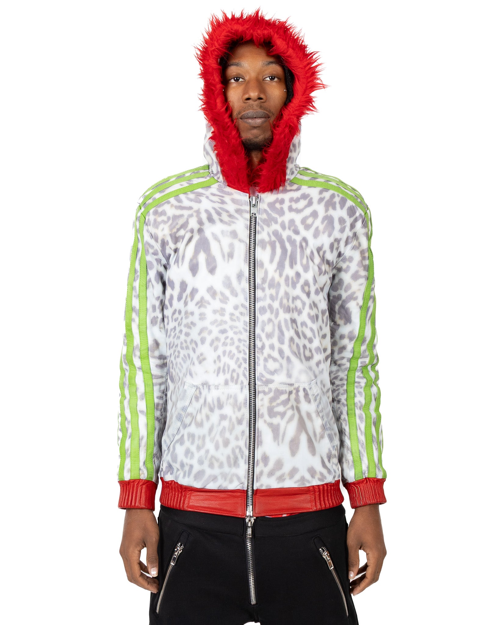 Yori Mainline Cheetah Leather Hoodie