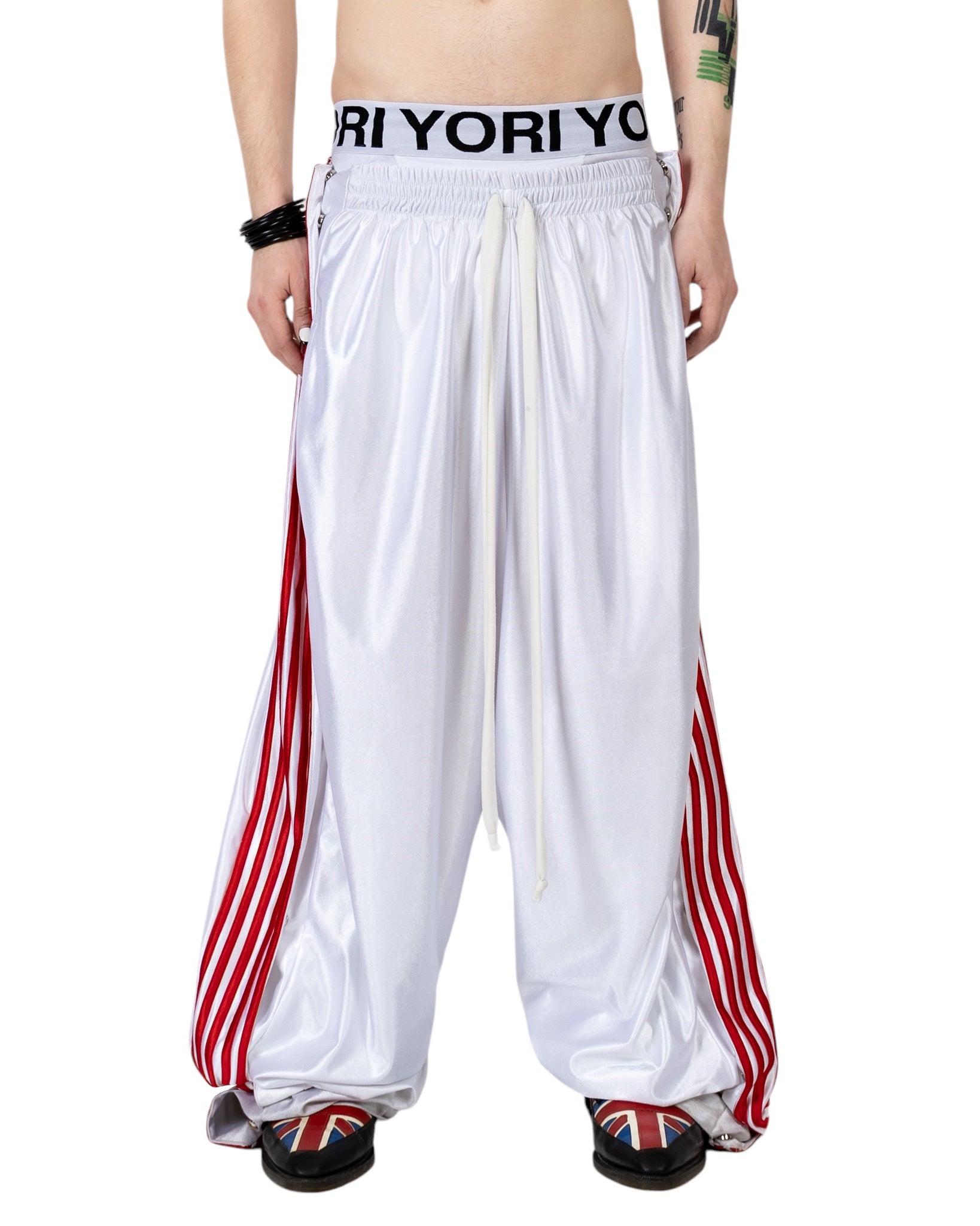 Yori Sport 5-Stripe Magnetic Rip-Off Sweats (White/Red) (hover)