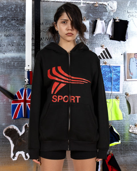 トップス Yori sport zip hoodie Yori Sport Womenswear Text Zip-Up Hoodie (White/Black) | YORI