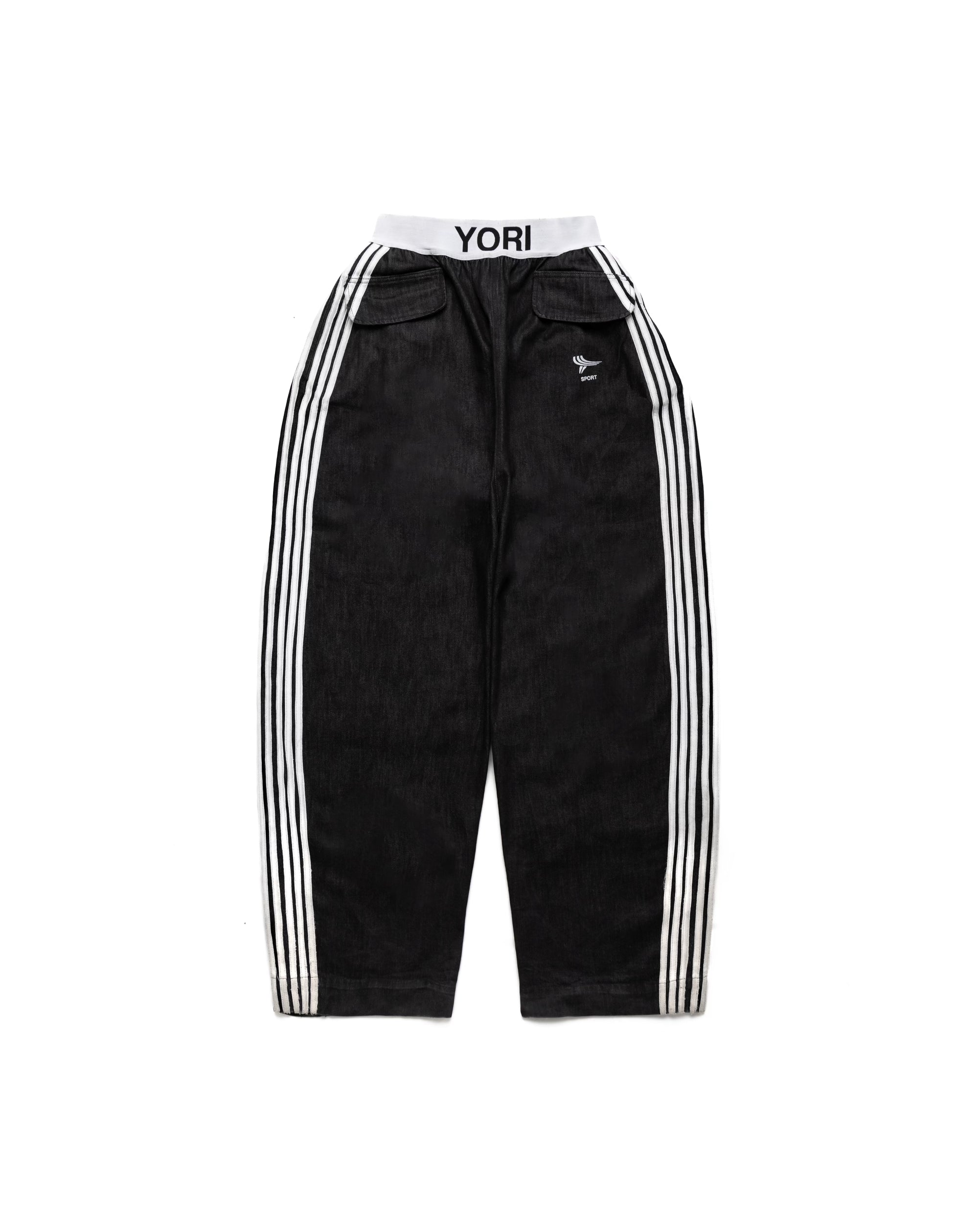 パンツ dasyori yorisport 5stripe denim 5-Stripe Elastic Denim (Black/White) | YORI