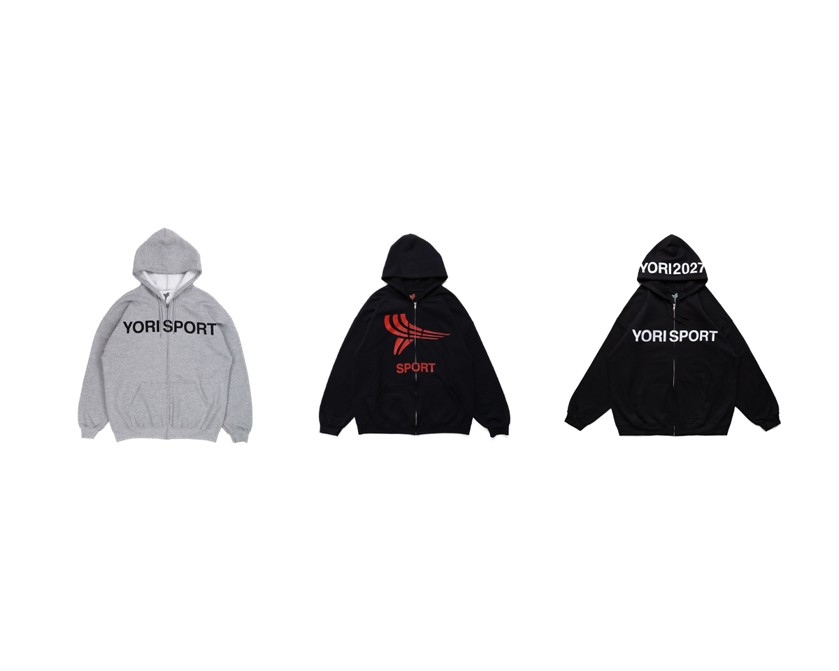 トップス yori sport hoodie S size Yori Sport Womenswear Text Zip-Up Hoodie (White/Black) | YORI